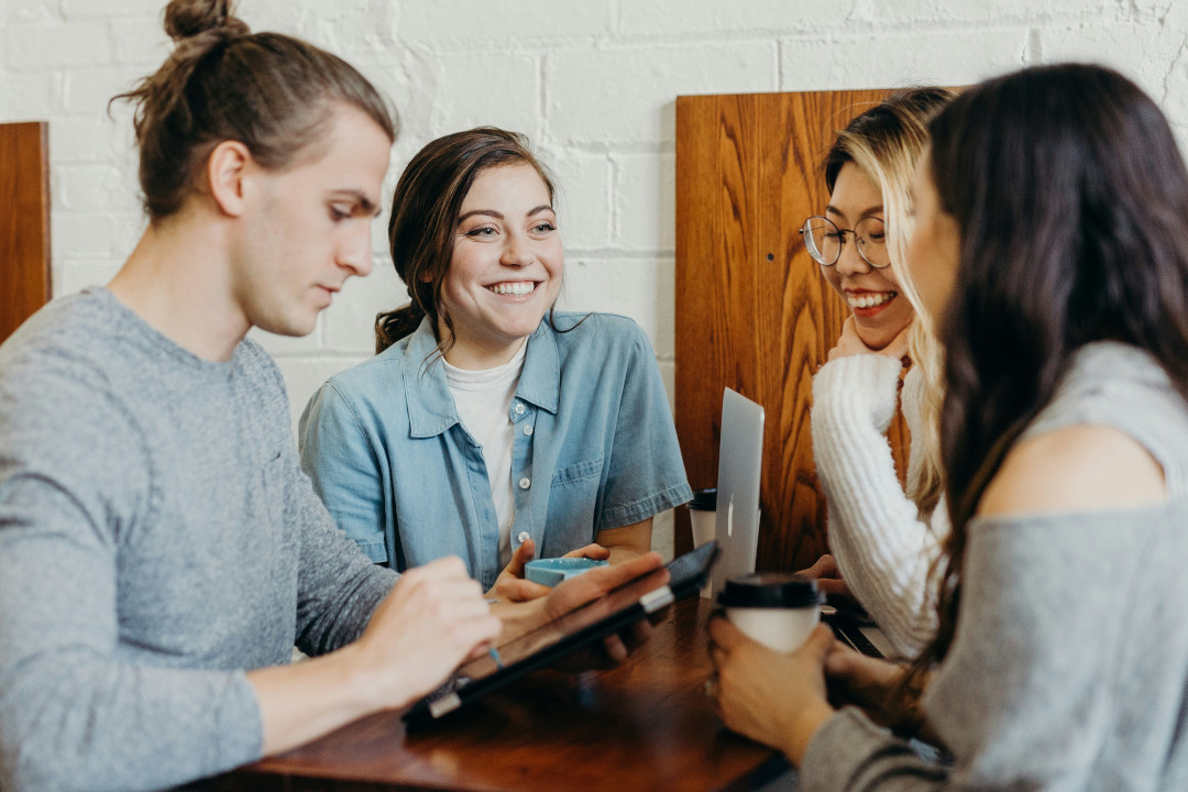 Group of people in discussion